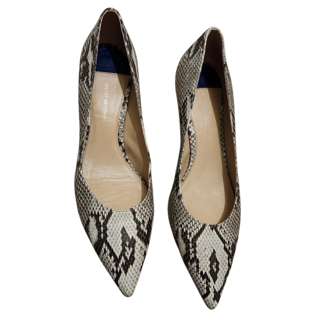Stuart Weitzman Snakeskin Pattern Women's Kitten Heels - 7.5 Narrow